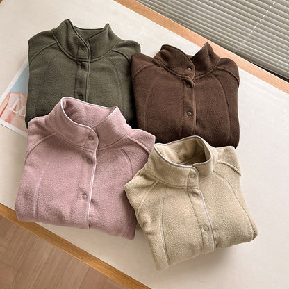 Veste en polaire pour femmes avec col montant et boutons-pression Chic & Stil