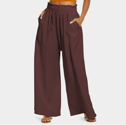 Wide palazzo pants for women with elastic waistband and practical pockets Chic and Style