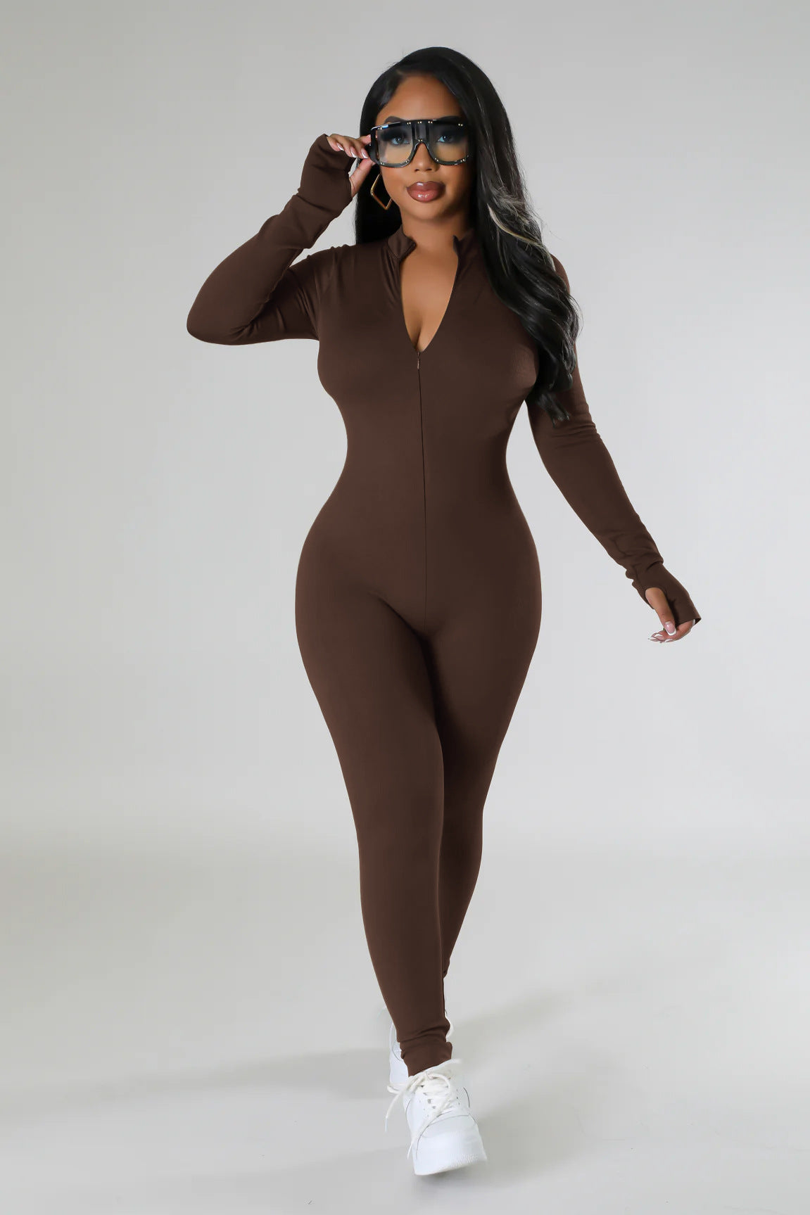 Combinaison longue ajustée pour femmes avec fermeture éclair intégrale Chic und Stil