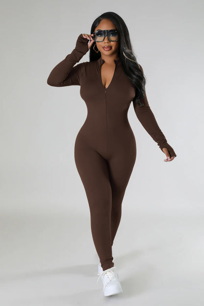 Combinaison longue ajustée pour femmes avec fermeture éclair intégrale Chic und Stil