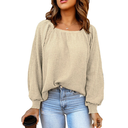 Pull en tricot surdimensionné pour femmes avec un décolleté ouvert et des manches bouffantes Chic und Stil