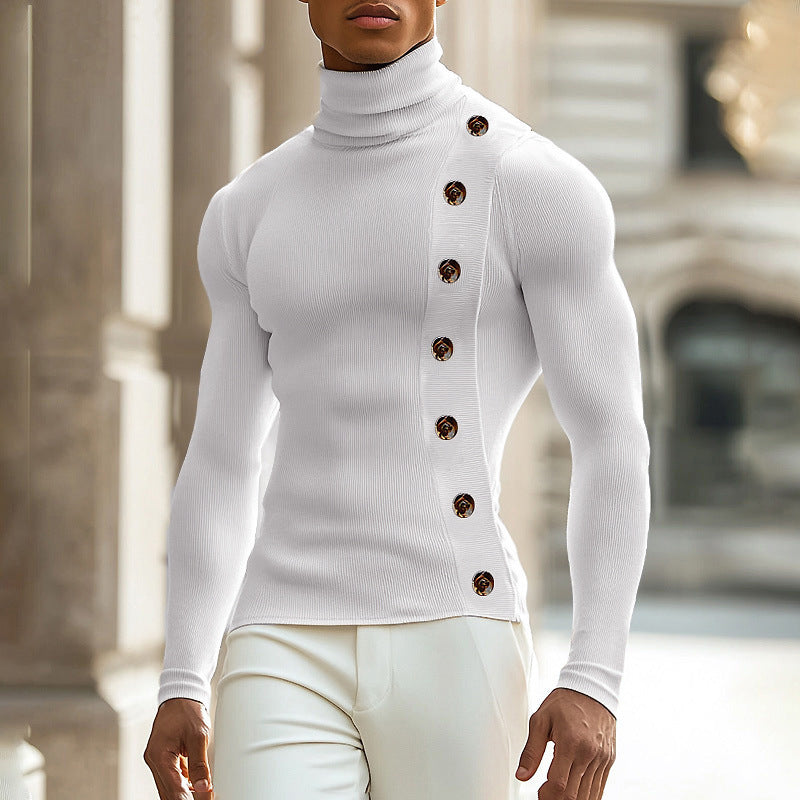 Pull à col roulé à manches longues pour femmes avec détails en boutons Chic und Stil