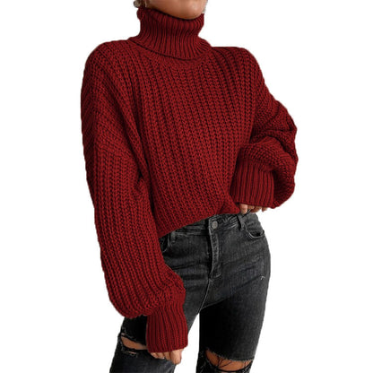 Pull en grosses mailles pour femmes avec col montant et coupe décontractée Chic und Stil