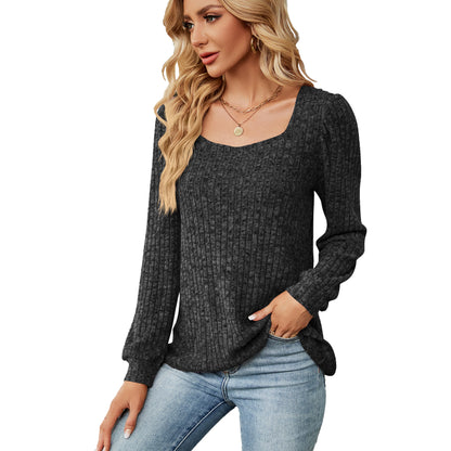 Dames pull confortable en tricot fin texturé avec décolleté large Chic und Stil