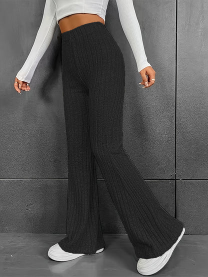 Chic and Stylish Women's Flared Ribbed Knit Pants