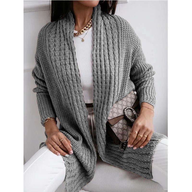 Cardigan pour femmes en maille épaisse avec coupe ouverte et design structuré à la mode Chic und Stil