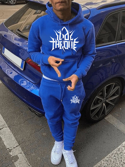 Men's hoodie and jogger pants set with striking logo design Chic and Style