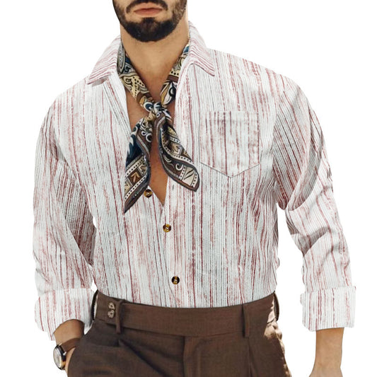 Hommes élégant chemise rayée avec po pocket et col à la mode Chic und Stil