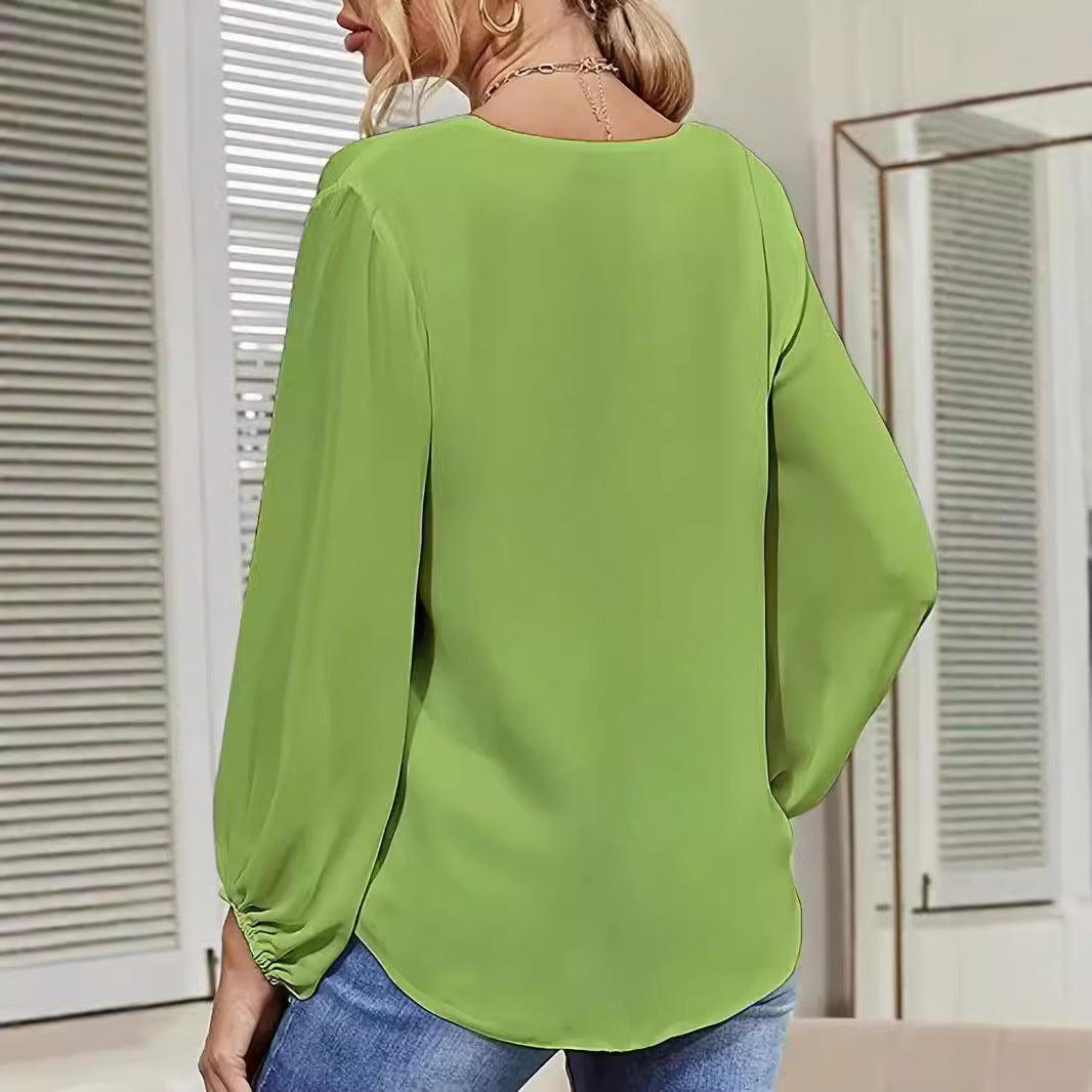 Dames élégante blouse avec détail knot et décolleté en V Chic und Stil