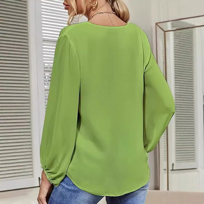 Dames élégante blouse avec détail knot et décolleté en V Chic und Stil