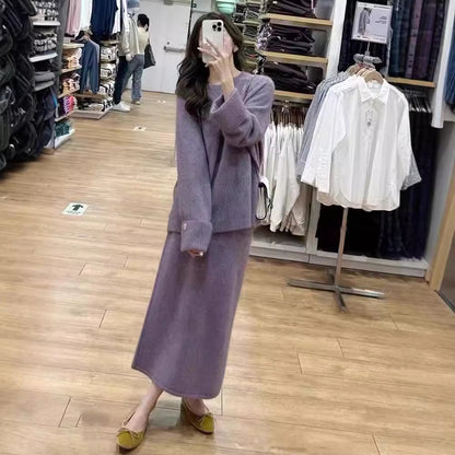 Ensemble tricot confortable pour femmes avec pull et maxi-jupe Chic und Stil