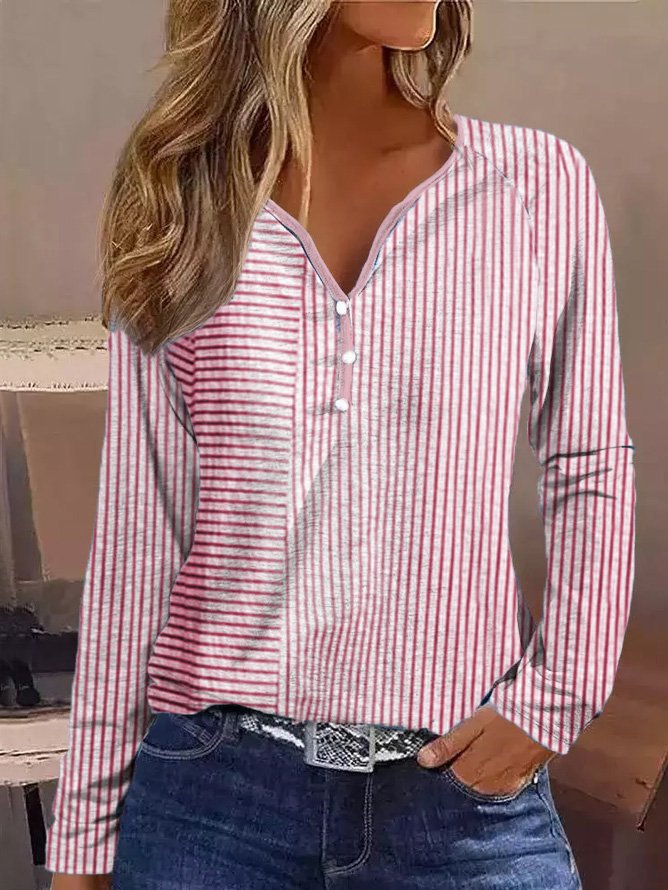 Chemise à manches longues pour femmes avec liste de boutons et motif rayé sophistiqué Chic und Stil