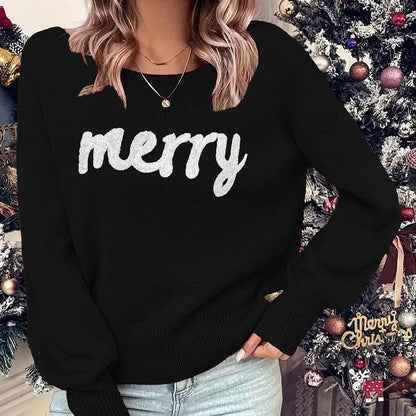 Dames pull confortable avec impression festive Chic und Stil