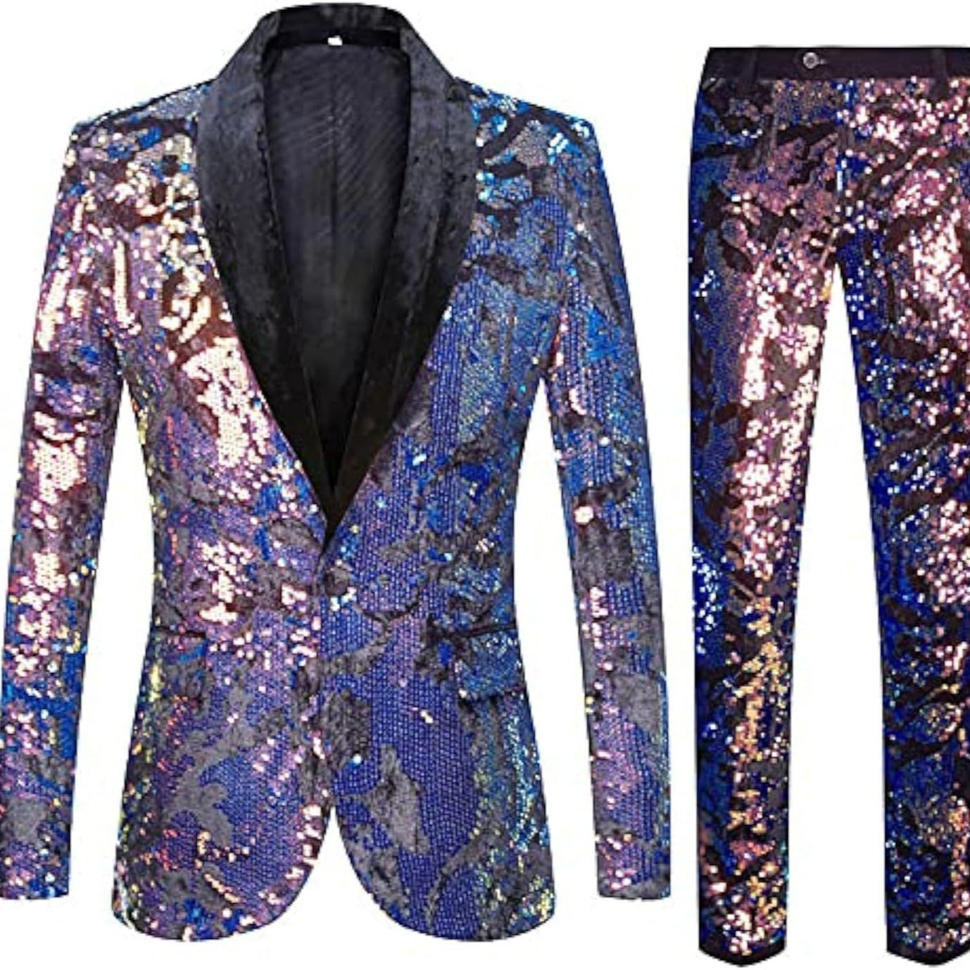 Costume élégant en velours pour hommes avec motif en sequins brillants Chic und Stil