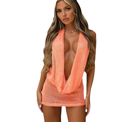 Robe tricot mini femme avec décolleté en V profond et coupe décontractée Chic und Stil