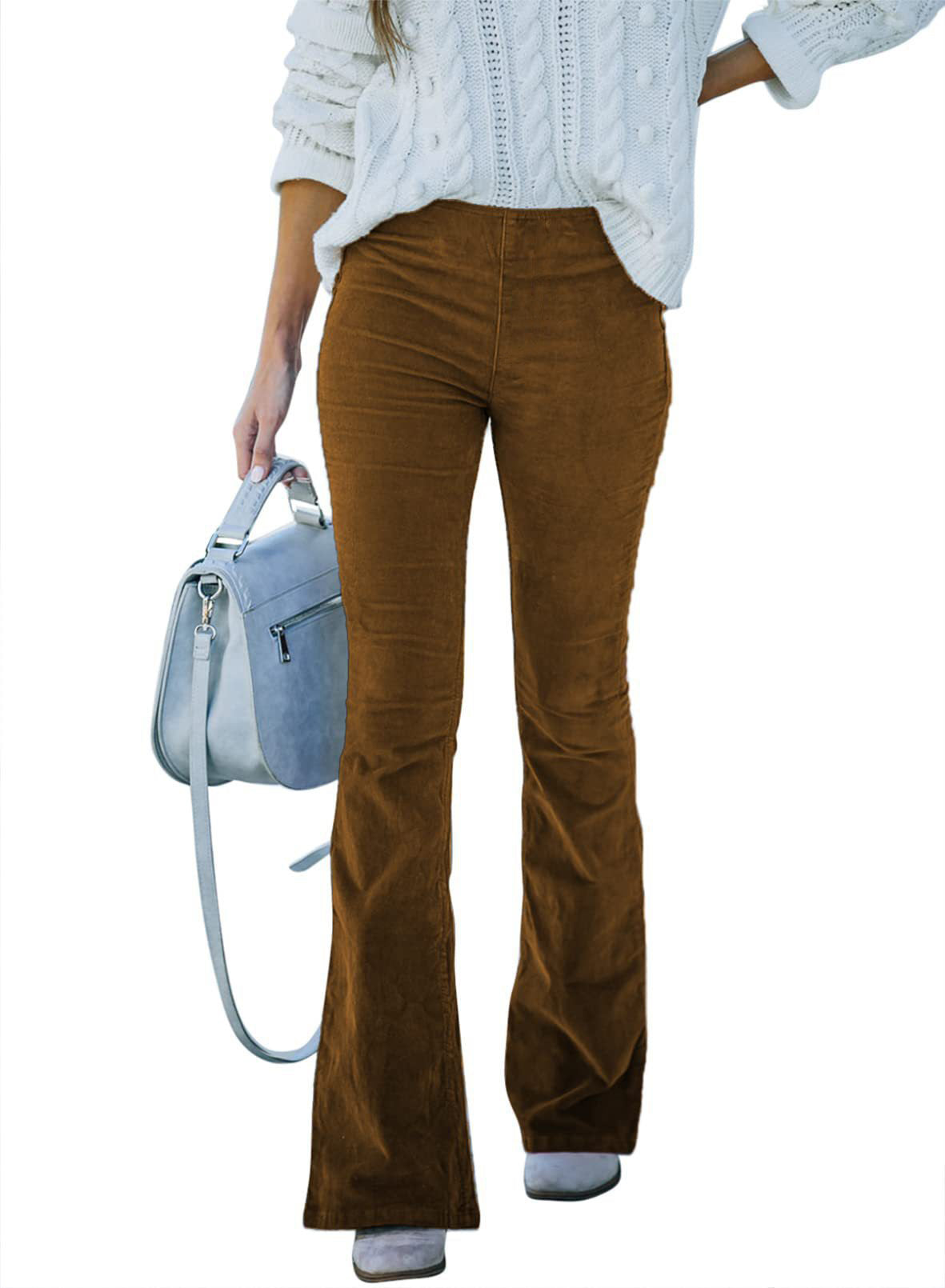 High-waisted flared corduroy pants for women with soft material Chic and Style