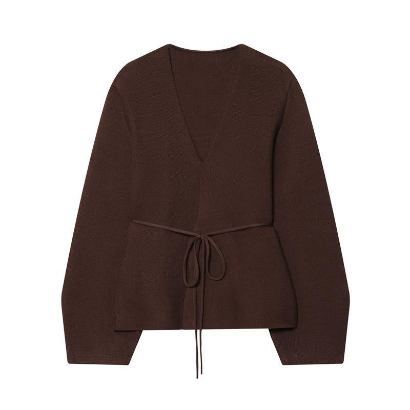 Dames gilet avec décolleté en V raffiné et ceinture à nouer ajustable Chic und Stil