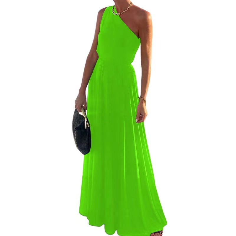 Robe maxi élégante pour femme à une épaule Chic und Stil