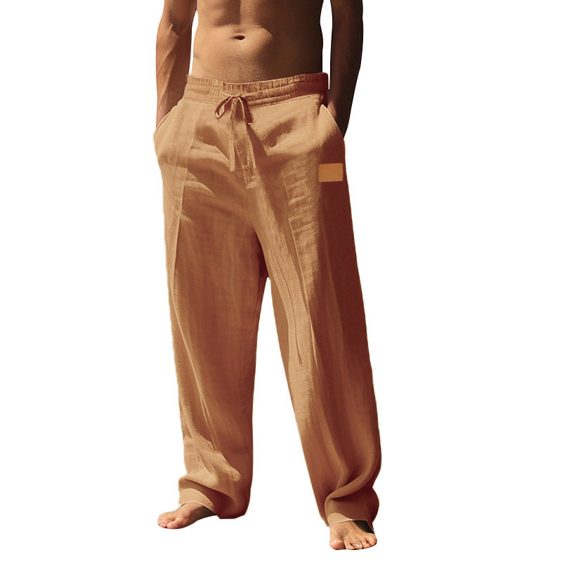 Casual linen pants for men with elastic waist and side pocket Chic and Style