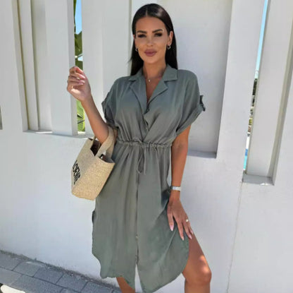Robe à boutons décontractée pour femmes avec taille ajustable Chic und Stil