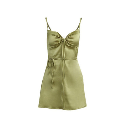 Robe mini en satin pour femmes avec détail de lien ajustable Chic und Stil