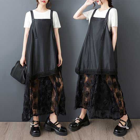 Robe tablier grande taille pour femmes avec superposition florale Chic und Stil