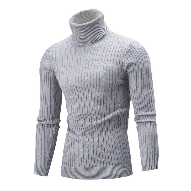 Pull en maille pour hommes à format portrait avec col montant et motif texturé Chic und Stil