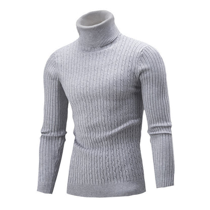 Pull en maille pour hommes à format portrait avec col montant et motif texturé Chic und Stil