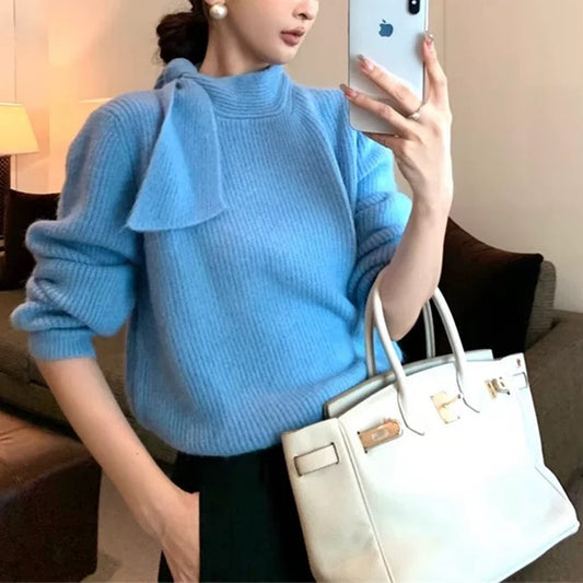 Pull-over en tricot pour femmes avec col ludique et design à côtes moderne Chic und Stil