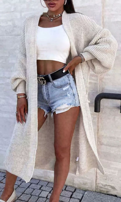 Dames carte tricot décontractée avec décolleté en V profond et poches généreuses Chic und Stil