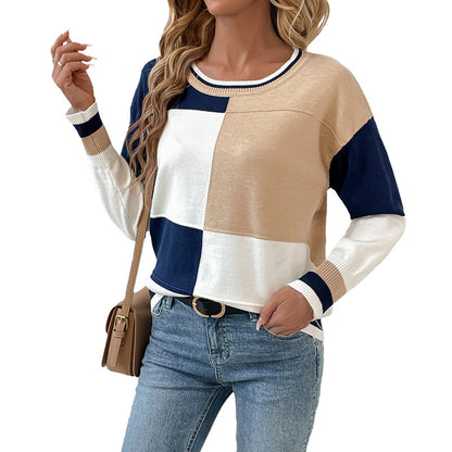 Pull décontracté pour femmes avec des couleurs bloquées et col rond Chic und Stil