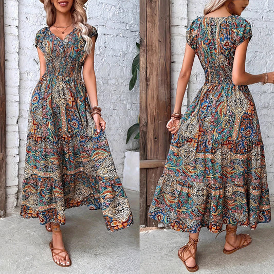 Robe maxi paisley imprimé boho Chic und Stil