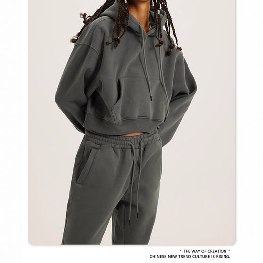 Chic and Style short hoodie set and jogger pants for women