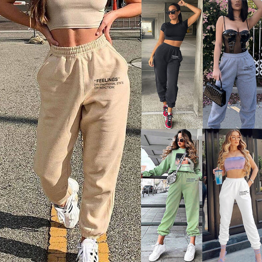 Ladies High Waist Graphic Jogging Pants Chic and Style