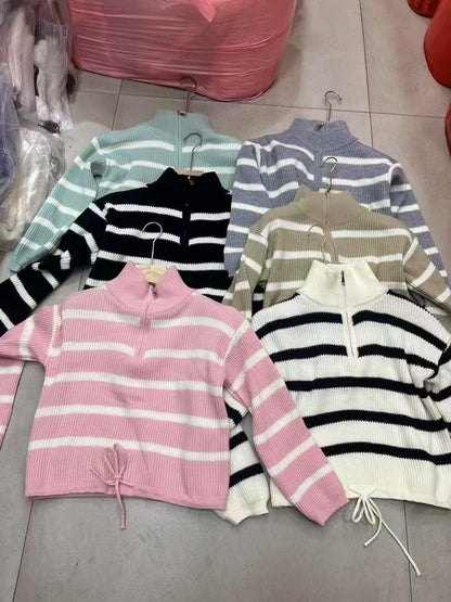 Pull cropped pour femmes avec col montant et ourlet tressé Chic und Stil