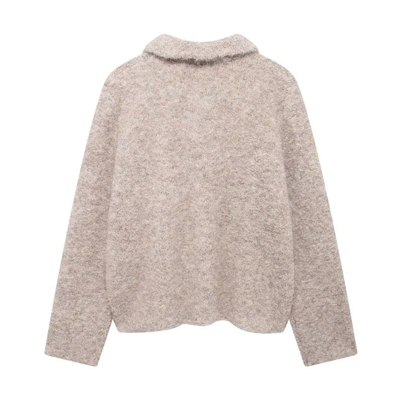 Ladies Comfortable Knit Pullover with Decorative Buttons Chic and Style