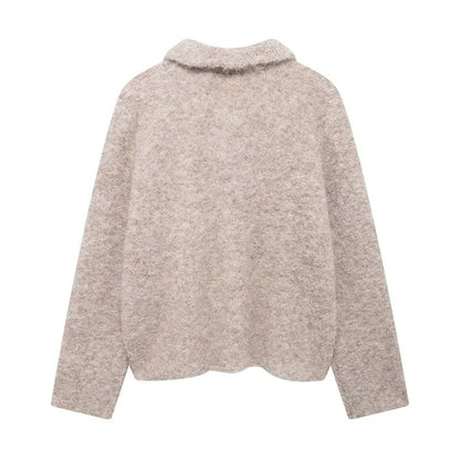 Ladies Comfortable Knit Pullover with Decorative Buttons Chic and Style