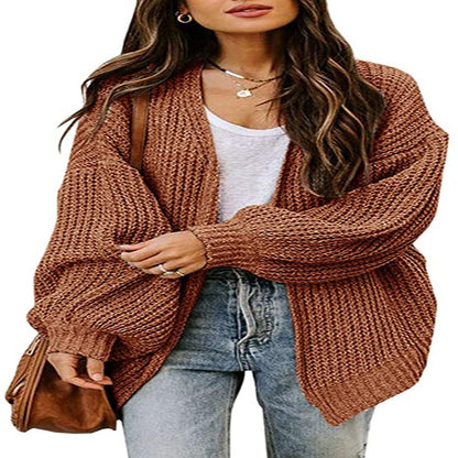 Pull en tricot oversize pour femmes avec des manches ballon et un design structuré Chic und Stil