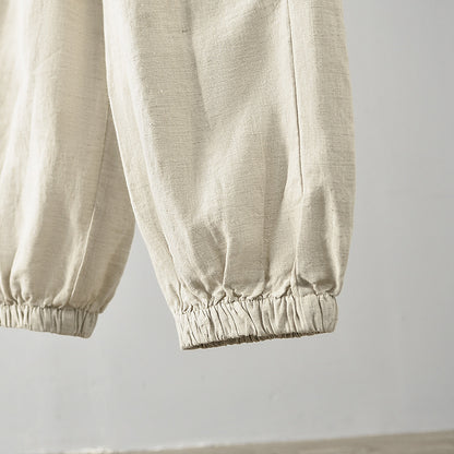Casual linen pants for women with elastic waist and side pockets Chic and Style