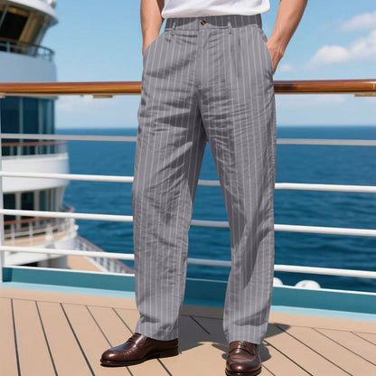 Elegant striped pants for men in high-quality cotton blend with a relaxed fit Chic und Stil
