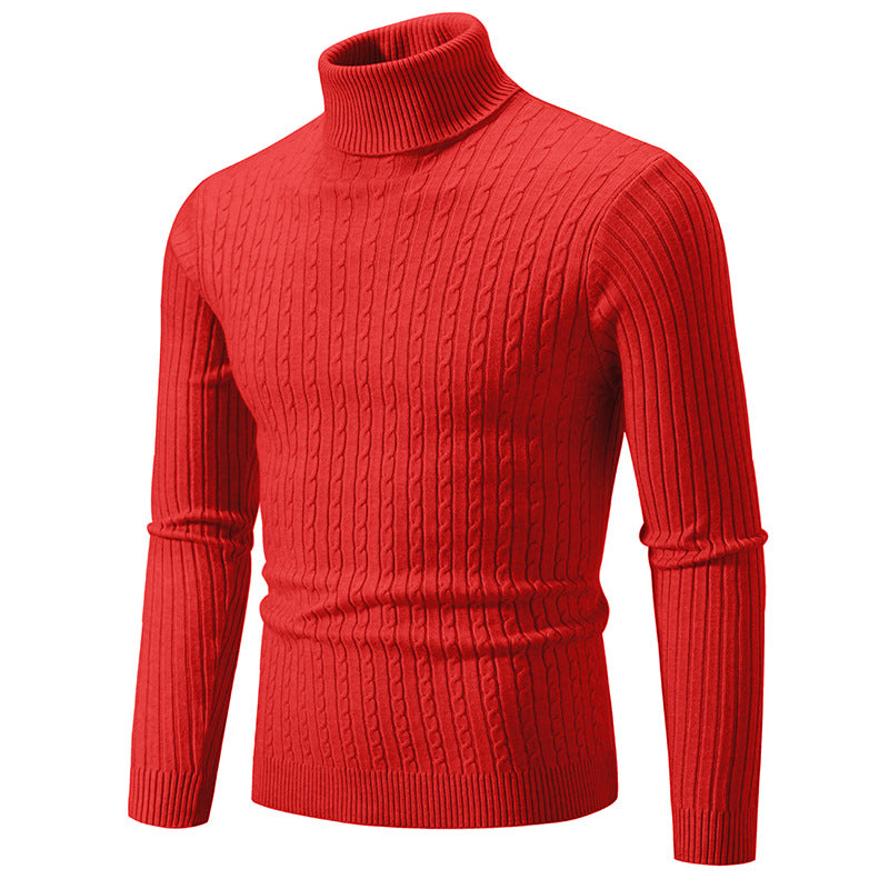 Pull à col roulé pour hommes avec motif torsadé structuré Chic und Stil