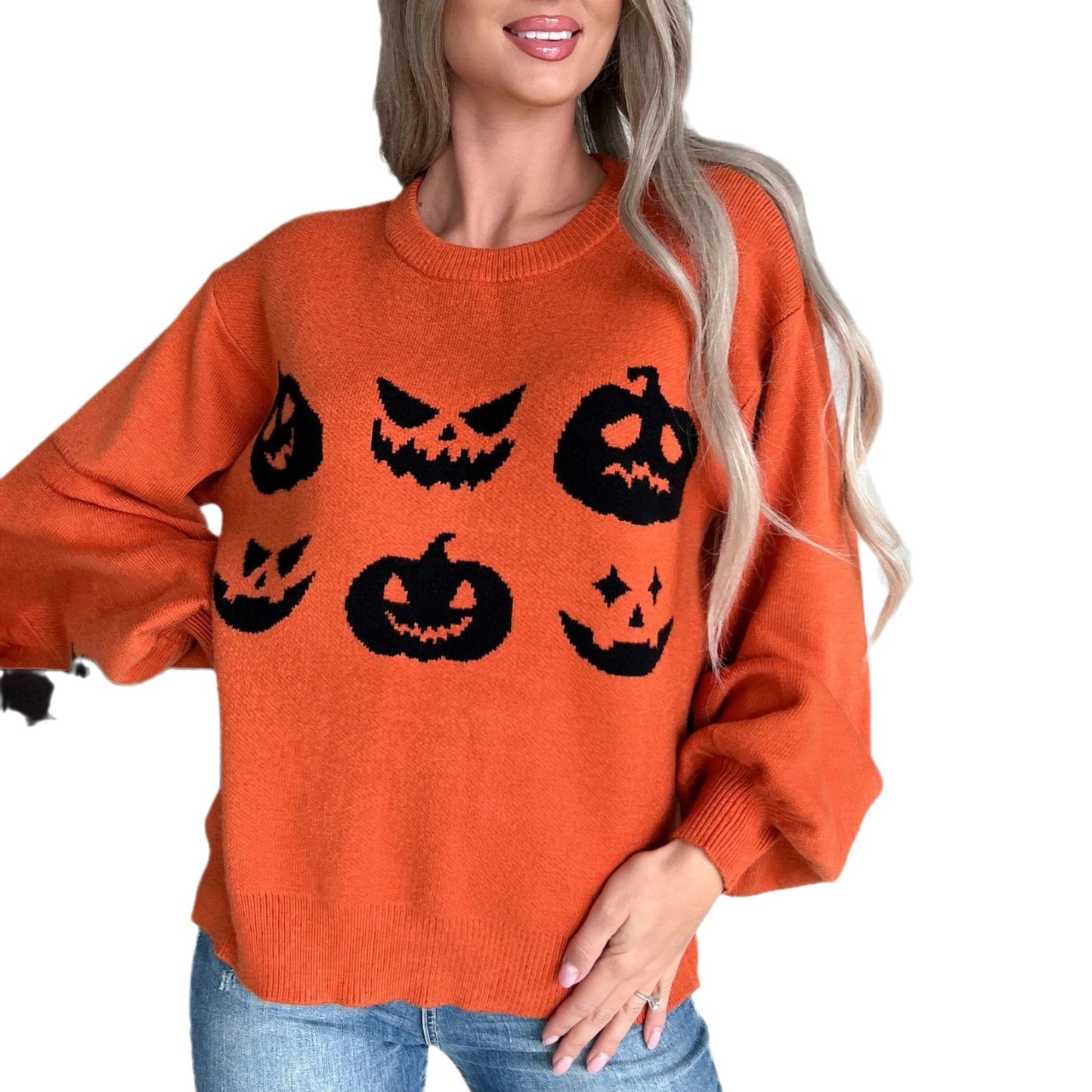 Pull oversize pour femmes avec motif Halloween joyeux Chic und Stil