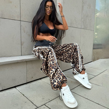 Ladies Elegant Animal Print Jogging Pants Chic and Style