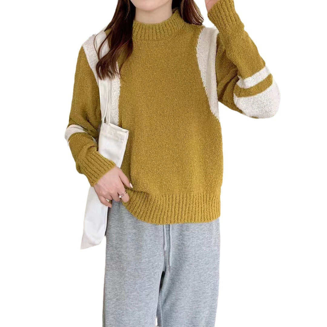 Pull femme avec col montant et manches contrastantes Chic und Stil