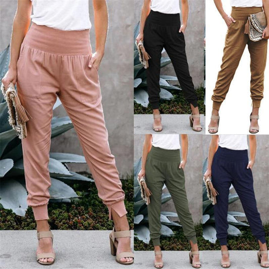 Sport leisure pants for women with elastic waist and pockets Chic and Style