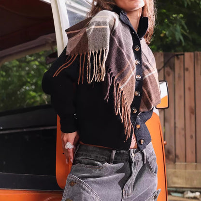 Dames élégant cardigan avec franges et boutons décoratifs Chic und Stil