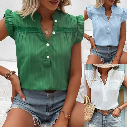 Blouse de loisirs à manches volantes pour femmes Chic und Stil