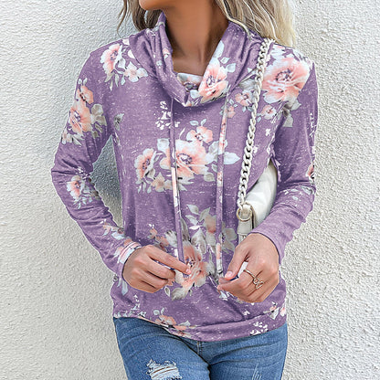 Pull décontracté pour femmes avec motif floral et col montant Chic und Stil