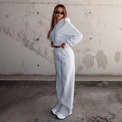 Women's modern Cropped Hoodie and wide jogger pants Set Chic and Style