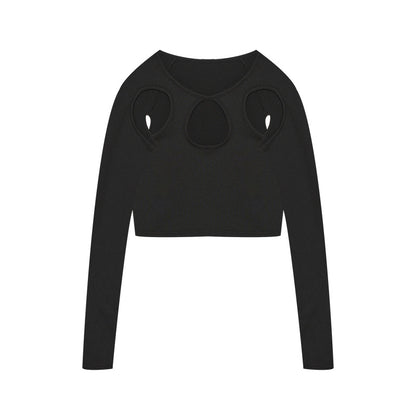 Dames Cut-Out Manches Longues Crop Top Chic und Stil